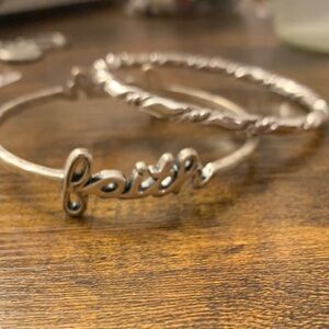 Park Lane Silver 'faith' Script Bangle Bracelet Set